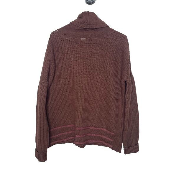 Prana Size XL Pullover Sweater Women's  Wool Blend Warm Brown Cowl Neck - Picture 2 of 9
